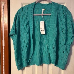 Lightweight Teal Open-Front Women’s Sweater Cardigan